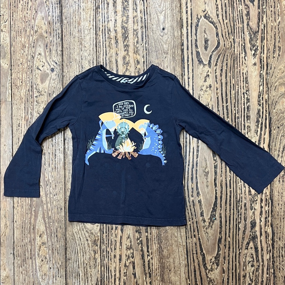 Navy Blue Kids Graphic Long Sleeve Shirt